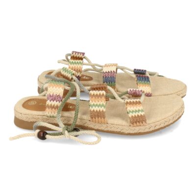 Sandalia Plana Multicolor con Cordones
