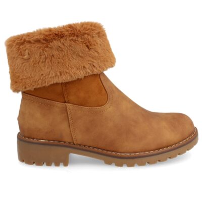 Botin Plano Forrado con Pelo y Cremallera