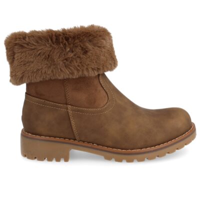 Botin Plano Forrado con Pelo y Cremallera