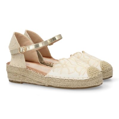 Sandalia de cuña de yute para mujer, comodas y elegantes, diseño de flores