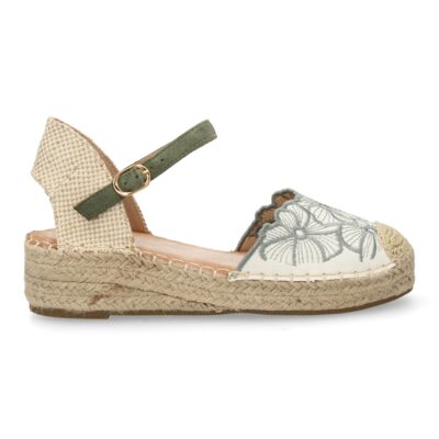 Sandalia de cuña de yute para mujer, comodas y elegantes, diseño de flores - Imagen 3