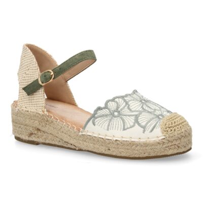 Sandalia de cuña de yute para mujer, comodas y elegantes, diseño de flores - Imagen 4