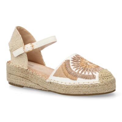 Sandalia de cuña de yute para mujer, comodas y elegantes, diseño de flores - Imagen 3