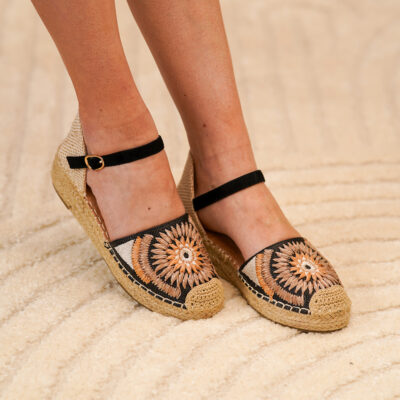 Sandalia de cuña de yute para mujer, comodas y elegantes, diseño de flores - Imagen 2
