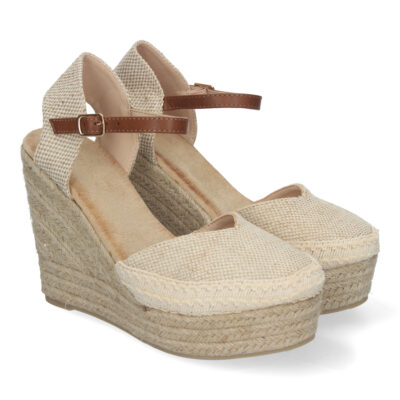 Sandalia de Cuña con Plataforma de Yute, Hebilla Ajustable