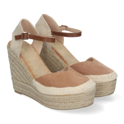 Sandalia de Cuña con Plataforma de Yute, Hebilla Ajustable