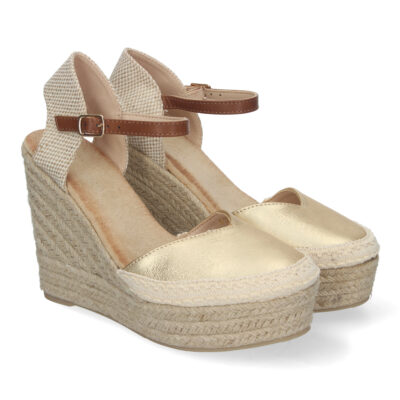Sandalia de Cuña con Plataforma de Yute, Hebilla Ajustable