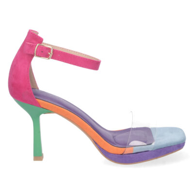 Sandalia de Tacon Fino Multicolor con Hebilla - Imagen 2