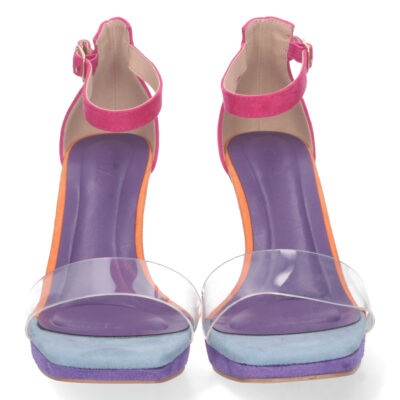 Sandalia de Tacon Fino Multicolor con Hebilla - Imagen 3