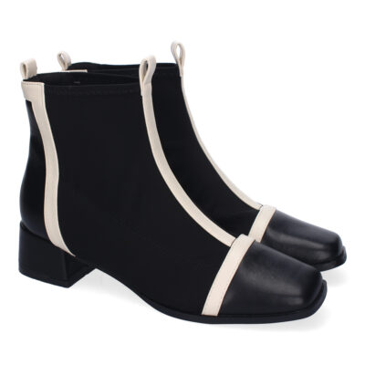 Botines de Mujer, Comodos Material Elastico, Elegantes, Diseño Bicolor