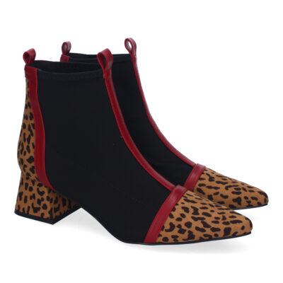 Botines de Tacón para Mujer, Comodos Material Elastico, Elegantes, Diseño Bicolor