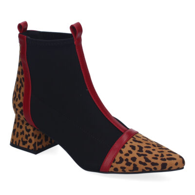 Botines de Tacón para Mujer, Comodos Material Elastico, Elegantes, Diseño Bicolor - Imagen 3