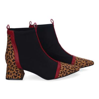 Botines de Tacón para Mujer, Comodos Material Elastico, Elegantes, Diseño Bicolor - Imagen 5