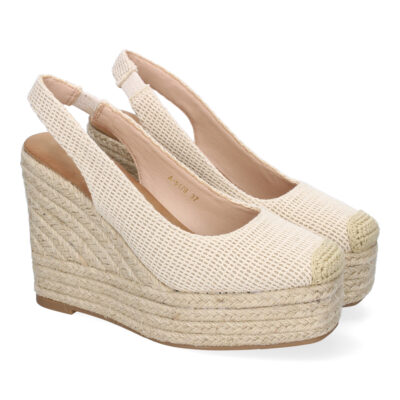 Sandalia de Cuña de Yute para Mujer, Comodas y Elegantes, Diseño de Pala Cerrada con Detalles Bordados