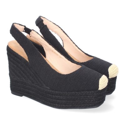 Sandalia de Cuña de Yute para Mujer, Comodas y Elegantes, Diseño de Pala Cerrada con Detalles Bordados