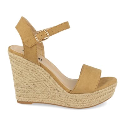 Sandalia de Cuña Estilo Ankle Strap con Yute y Hebilla