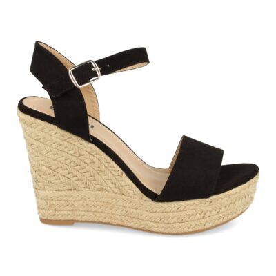 Sandalia de Cuña Estilo Ankle Strap con Yute y Hebilla
