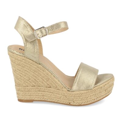 Sandalia de Cuña Estilo Ankle Strap con Yute y Hebilla