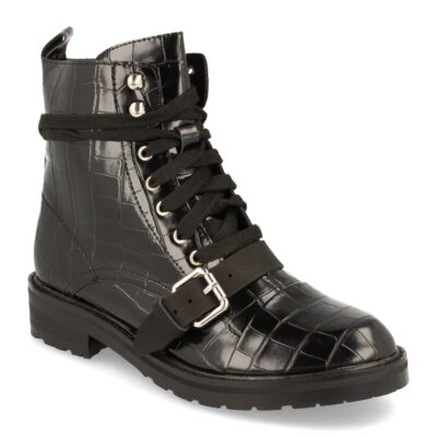 Botin Plano con Estampado de Cocodrilo y Cordones - Imagen 2