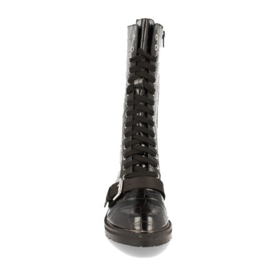Bota Plano con Estampado de Cocodrilo y Cordones - Imagen 3