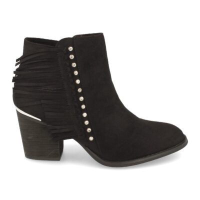 Botin de Tacon con Flecos y Piedras de Strass
