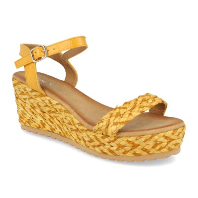Sandalia Mujer Ankle Strap con Cuña de Rafia y Hebilla - Imagen 2