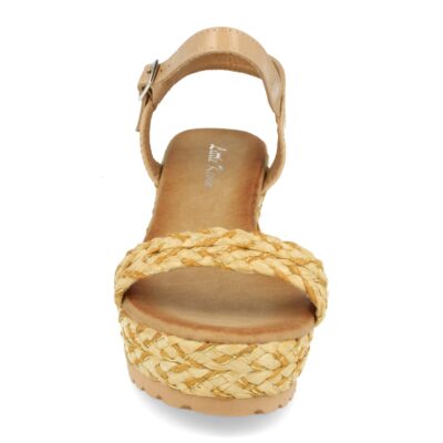 Sandalia Mujer Ankle Strap con Cuña de Rafia y Hebilla - Imagen 3