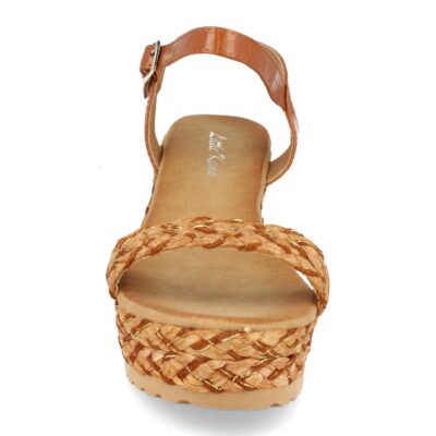 Sandalia Mujer Ankle Strap con Cuña de Rafia y Hebilla - Imagen 3