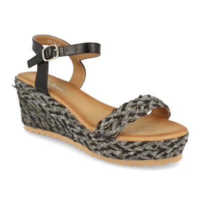 Sandalia Mujer Ankle Strap con Cuña de Rafia y Hebilla - Imagen 2