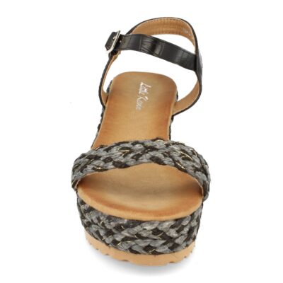 Sandalia Mujer Ankle Strap con Cuña de Rafia y Hebilla - Imagen 3
