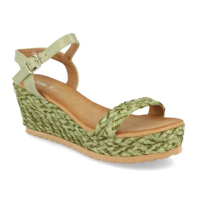 Sandalia Mujer Ankle Strap con Cuña de Rafia y Hebilla - Imagen 2