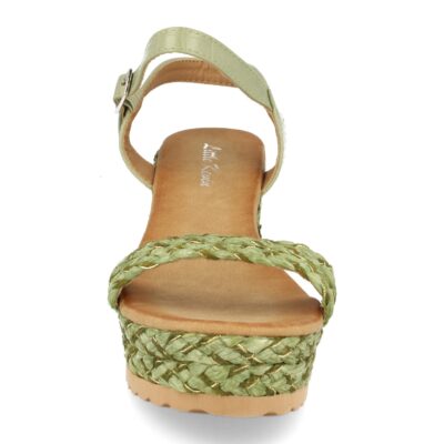 Sandalia Mujer Ankle Strap con Cuña de Rafia y Hebilla - Imagen 3