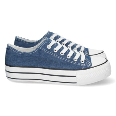 Zapatilla Plana de Lona con Cordones