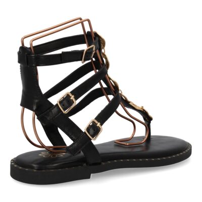 Sandalias planas para mujer, comodas y elegantes, diseño moderno con multiples correas y detalles metalicos - Imagen 5
