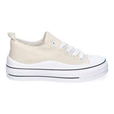 Zapatilla Plana de Mujer, Estilo Bamba, con Material Textil, y Cierre de Cordones - Imagen 2
