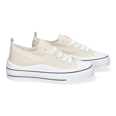 Zapatilla Plana de Mujer, Estilo Bamba, con Material Textil, y Cierre de Cordones - Imagen 5