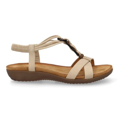 Sandalias planas para mujer, comodas con material elastico en el talon, diseño moderno con adornos en el empeine - Imagen 2