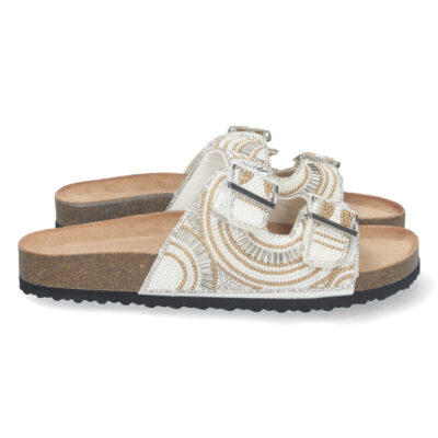 Sandalia Plana con Strass y Hebillas