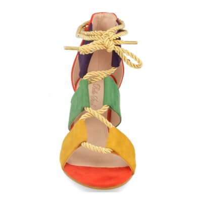 Sandalia Multicolor con Tacon Ovalado y Cordones - Imagen 3