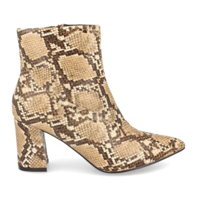 Botin de Mujer con Tacon y Estampado de Serpiente