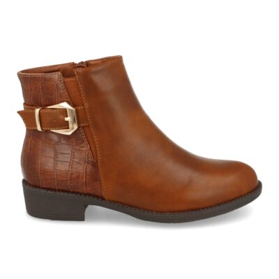Botin Plano con Estampado de Cocodrilo y Cremallera