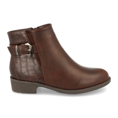 Botin Plano con Estampado de Cocodrilo y Cremallera