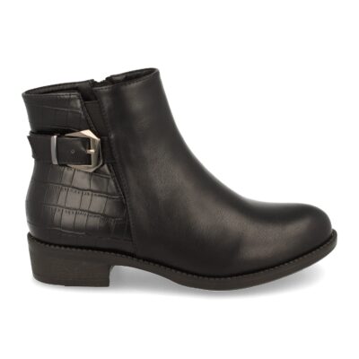 Botin Plano con Estampado de Cocodrilo y Cremallera