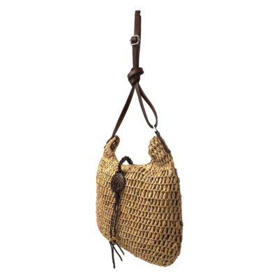 Bandolera de Rafia con Boton y Asa Ajustable