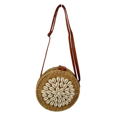 Bandolera Redondo de Rafia con Conchas