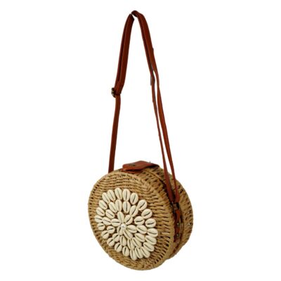Bandolera Redondo de Rafia con Conchas - Imagen 2