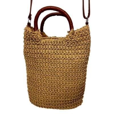 Bolso de Hombro con Rafia y Cierre de Cremallera
