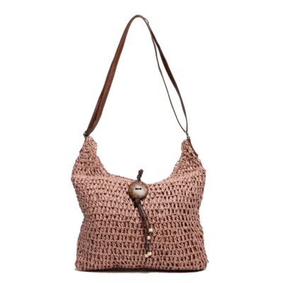 Bolso de Hombro Rafia y Cremallera