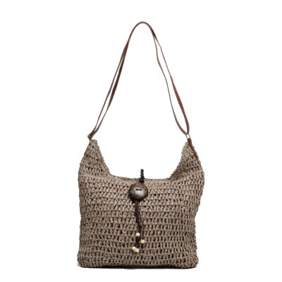 Bolso de Hombro Rafia y Cremallera