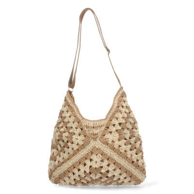 Bolso de Hombro Rafia y Cremallera